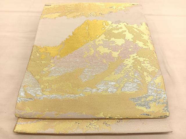 平和屋着物◎六通柄袋帯　風景文　金糸　正絹　逸品　BAAU4868hv