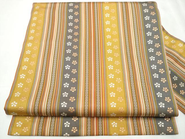 平和屋着物●名物裂一筋 西陣・あらいそ謹製 全通柄 九寸名古屋帯 いちご錦 正絹 逸品 CABB5813hy