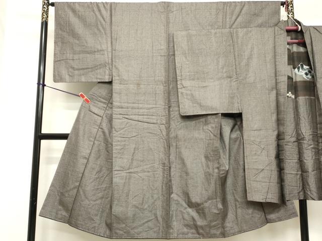 平和屋着物■男性　紬　アンサンブル　長羽織　横段文　正絹　逸品　DABB8910cd