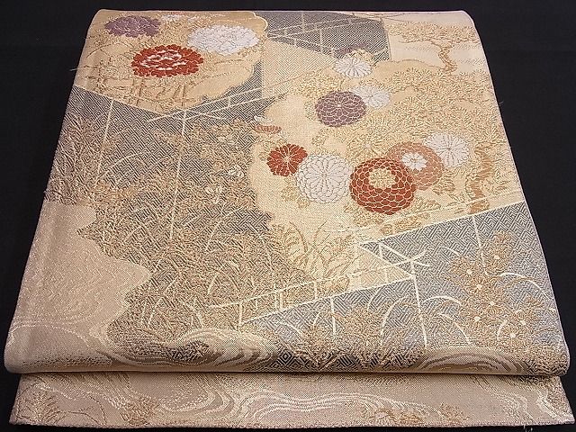 平和屋着物■九百佐賀錦　六通柄袋帯　唐織　蒔絵　金糸　逸品　n-je1873