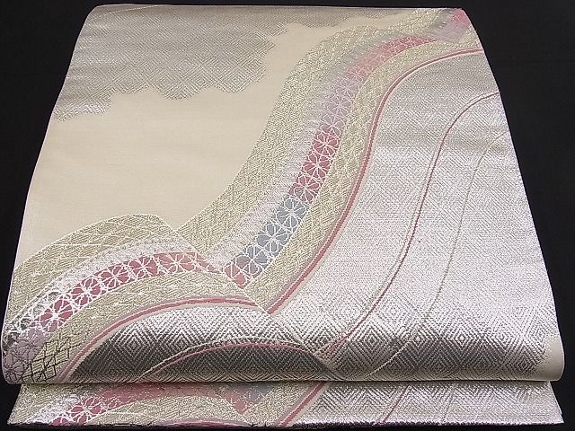 平和屋着物■六通柄袋帯　唐織　吉祥文　銀糸　逸品　n-pk1808