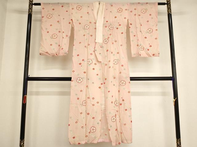 Kimono （For Girls） - 平和屋着物[]セミアンティーク　子供　女の子　長襦袢　単衣　舞梅文　正絹　逸品　AABG3226ja