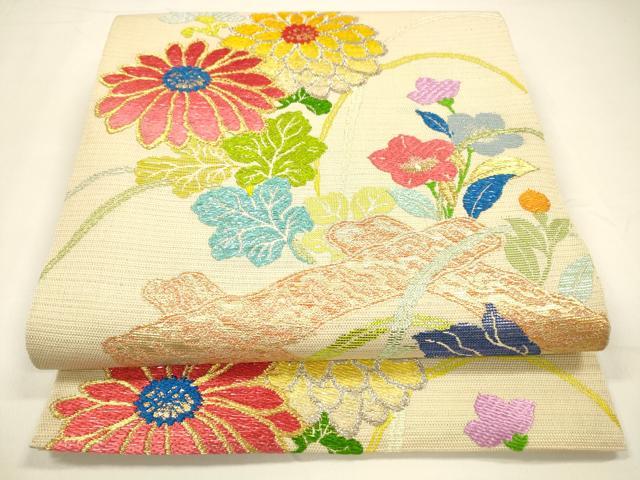 平和屋着物＊希少　夏物　龍村平蔵製　六通柄　本袋帯　唐織　筒井筒　金銀糸　正絹　逸品　DAAZ4028cm