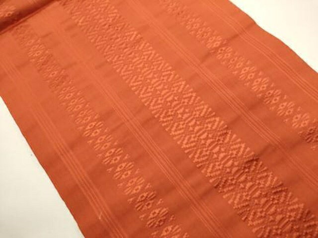平和屋の平和屋着物◎本場筑前博多織 八寸名古屋帯 献上 柿色 正絹 逸品 DABH1543cd｜アングル2