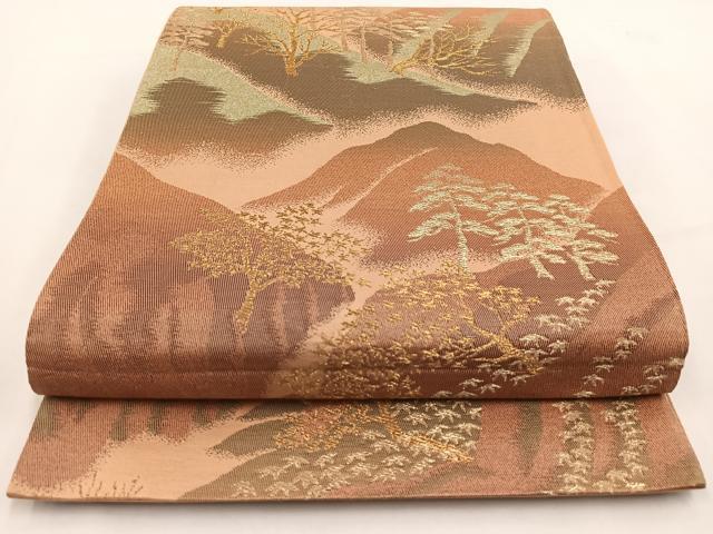 Rakuten - 平和屋着物◎六通柄袋帯 風景樹林文 金糸 正絹 逸品 BAAV7496yc