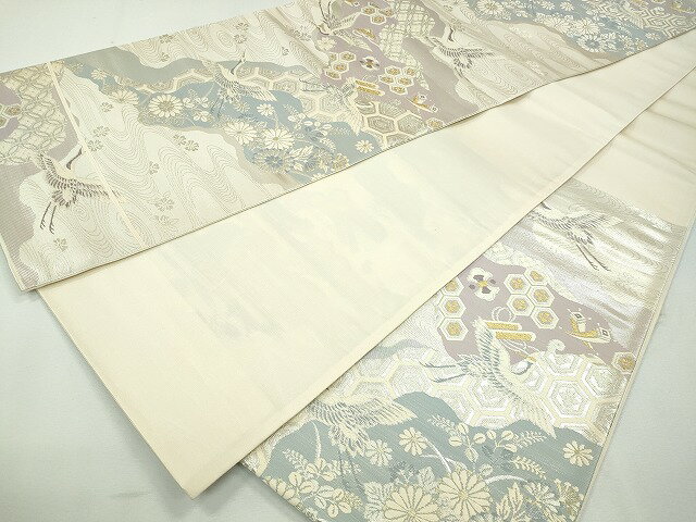 平和屋着物◎六通柄袋帯　流水飛鶴吉祥文　金銀糸　逸品　CAAI3697ku