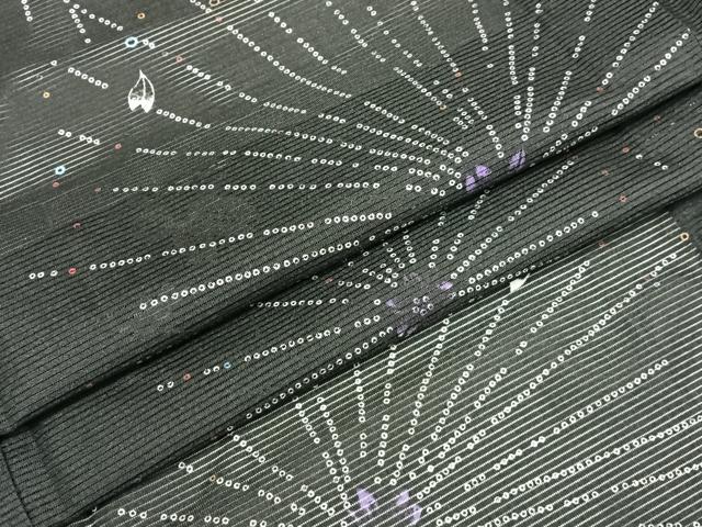 平和屋着物*夏物 小紋 絽 舞桜文 花火 黒地 洗える着物 AAAV5218mf