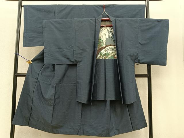 平和屋着物■男性 本場大島紬 アンサンブル 80亀甲 羽裏:富士 正絹 逸品 BAAQ0273jr