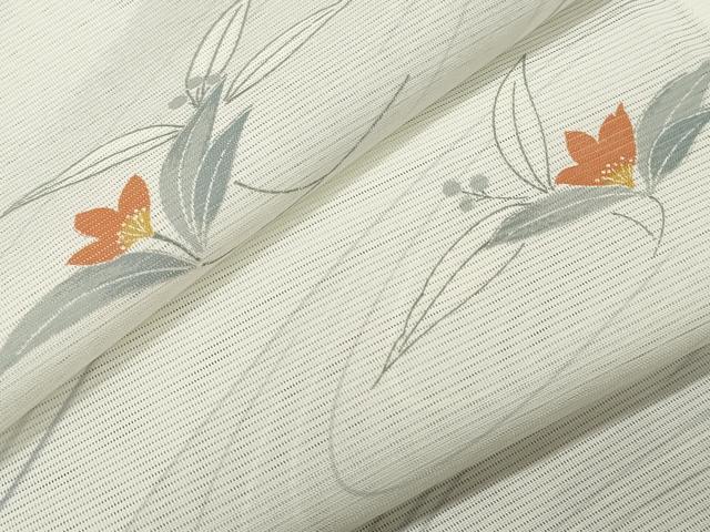 平和屋着物＊夏物 小紋 絽 流水枝花文 暈し染め 洗える着物 CAAT1283ev