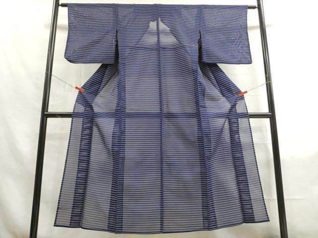 平和屋着物＊夏物　小紋　紗　横段文　正絹　逸品　DAAS1890ud