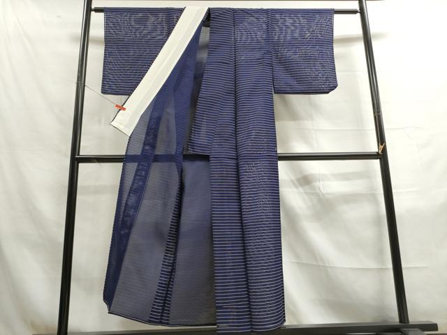 平和屋着物＊夏物　小紋　紗　横段文　正絹　逸品　DAAS1890ud