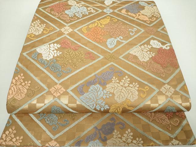 平和屋着物●六通柄袋帯　唐織　花菱文　金糸　三越扱い　正絹　逸品　DAAX4860ps