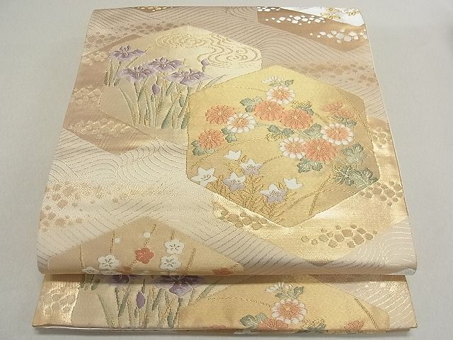 平和屋着物◎六通柄袋帯 唐織 吉祥花文 金銀糸 逸品 DAAF5710cf