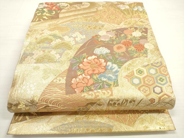 平和屋着物◎佐賀錦 六通柄袋帯 琳派悠久文 金糸 正絹 逸品 DABC5548xg