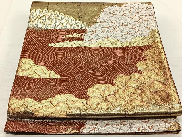 Other - 平和屋着物◎六通柄袋帯　京百景　立波文　金銀糸　正絹　逸品　CAAT8843qv