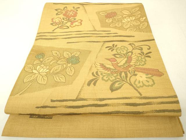 平和屋着物◎六通柄袋帯 明日香 花鳥文 正絹 逸品 DAAK2174zy