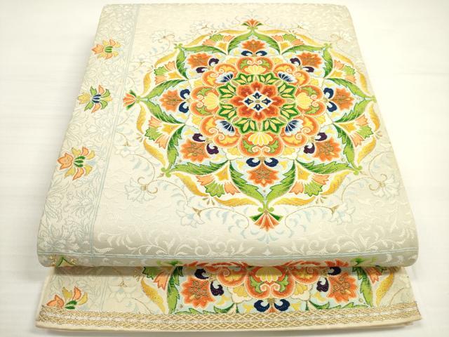 平和屋着物◎六通柄袋帯 唐織 正倉院花唐草文 金糸 正絹 逸品 DABC5550xg