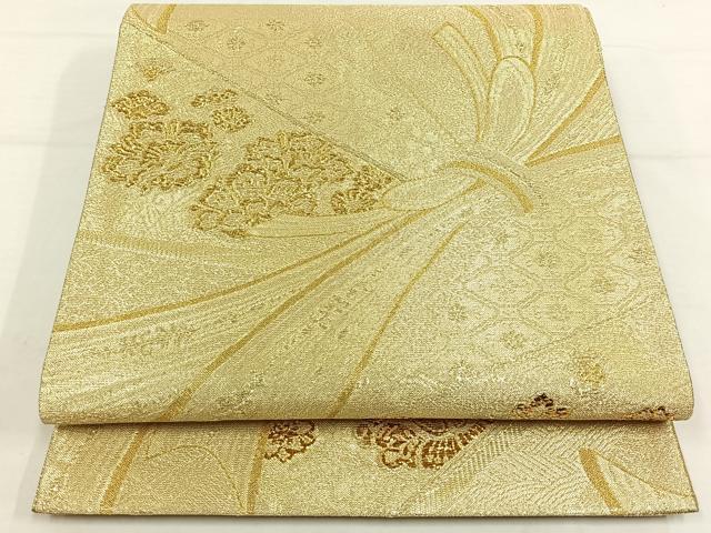 平和屋着物◎佐賀錦　六通柄袋帯　錦唐草　束ね熨斗花文　金糸　正絹　逸品　AAAP3858jh
