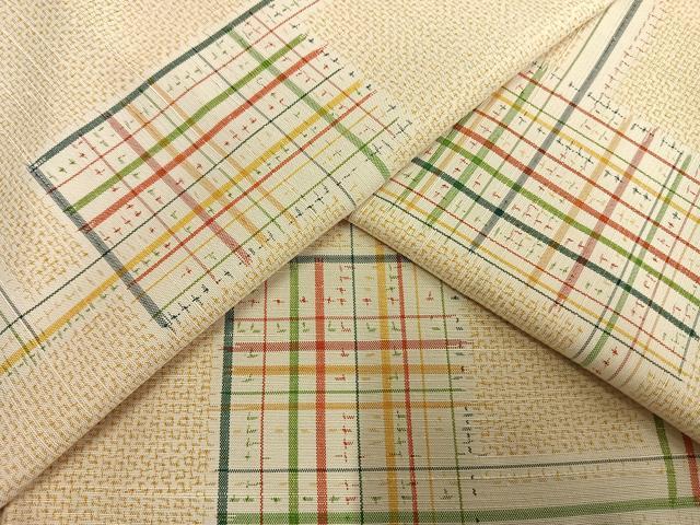 平和屋着物▽上質な紬　単衣　幾何学文様　正絹　逸品　AAAW7696fy(4)