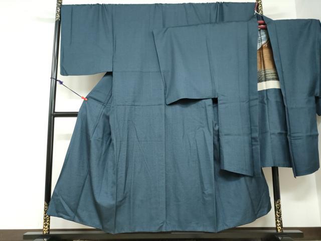 平和屋着物●男性　紬　アンサンブル　長羽織　120亀甲　総詰め　キングサイズ　正絹　逸品　DABC2530ud