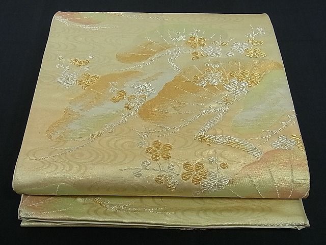 平和屋着物■六通柄袋帯　流水枝松梅文　金銀糸　逸品　ev0598