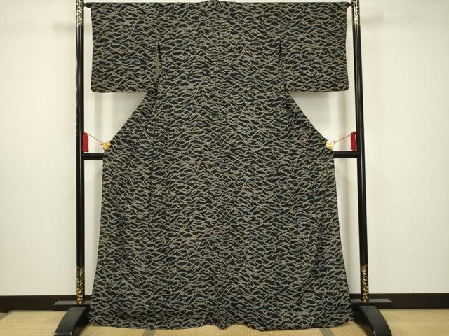 平和屋着物▽小紋　単衣　雪芝文　洗える着物　AAAY6972sx