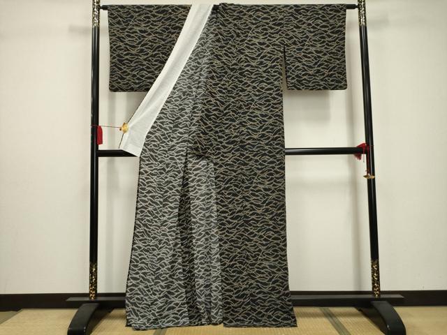 平和屋着物▽小紋　単衣　雪芝文　洗える着物　AAAY6972sx