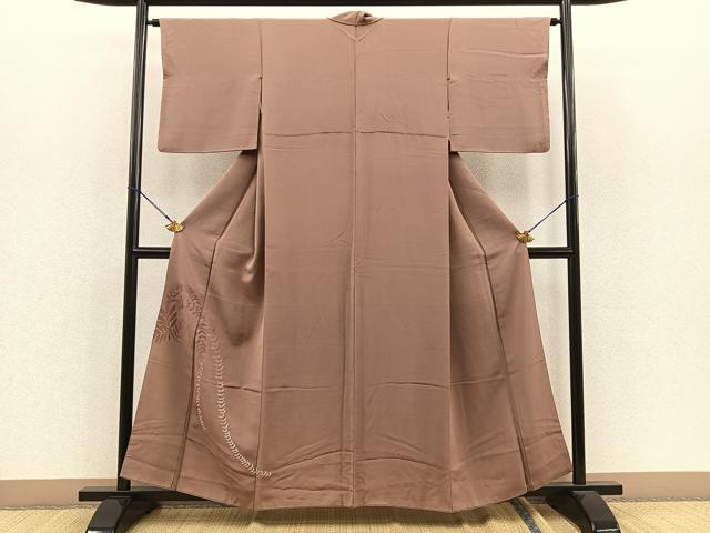 平和屋着物■色留訪問着　草葉文　正絹　逸品　BAAL1881wb