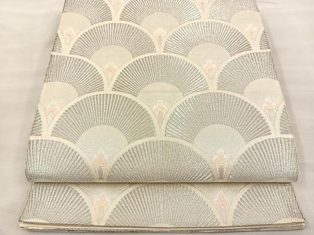 平和屋着物◎六通柄袋帯　唐織　青海波　銀糸　正絹　逸品　BAAT4615kg