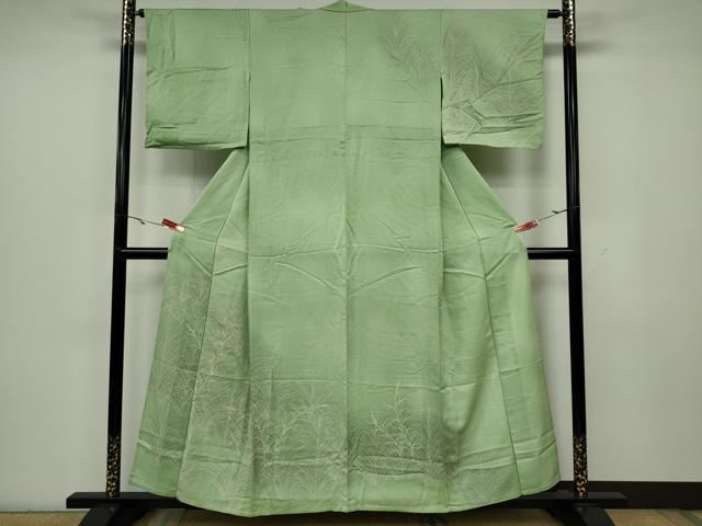 平和屋着物▽訪問着　単衣　刺繍　秋草文　暈し染め　金彩　正絹　逸品　CAAV0975ou