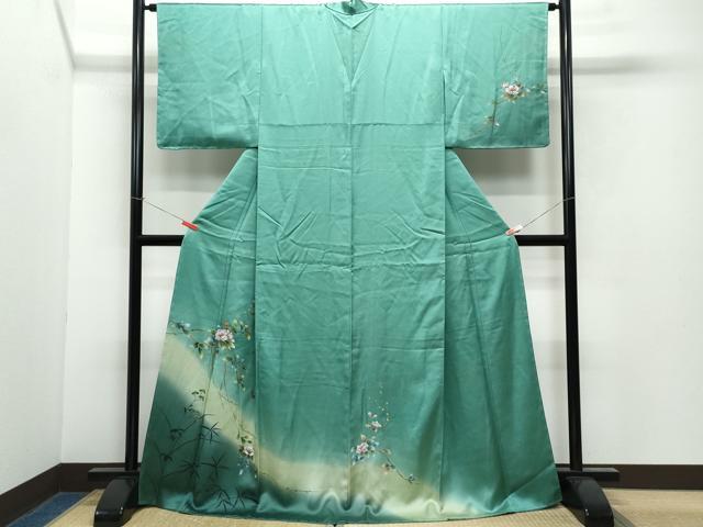 Full-Length Under-Kimono - 平和屋着物●訪問着　枝花文　暈し染め　正絹　逸品　未使用　CAAX1192vf