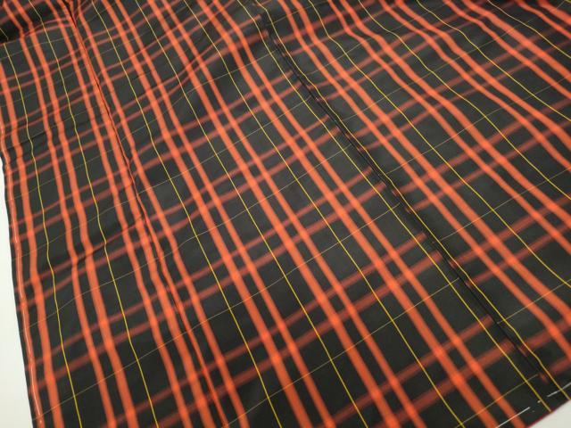 Kimono - 平和屋着物■本場縞大島紬　格子　正絹　逸品　DABF4802qa