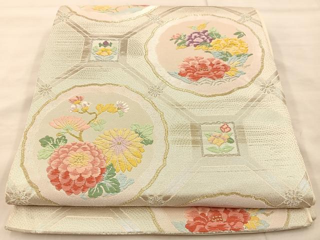 平和屋着物◎六通柄袋帯　唐織　蜀江花文　正絹　逸品　BAAT9363mz