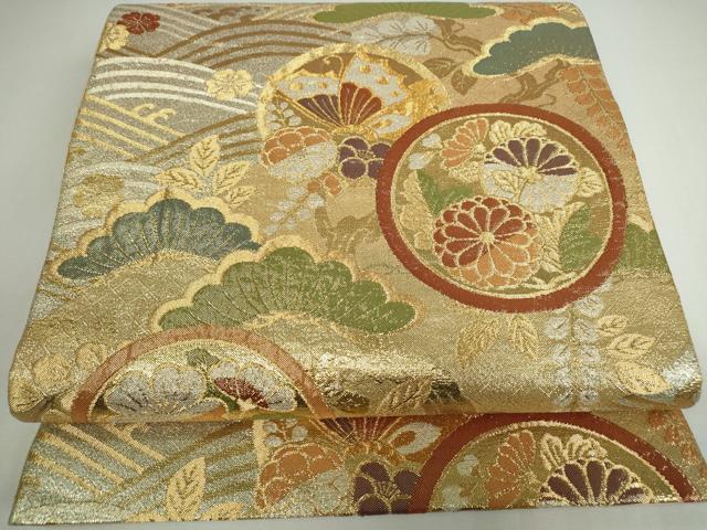 平和屋着物◎観世佐賀錦　六通柄袋帯　花蝶丸文　金銀糸　正絹　逸品　DAAP3315ar