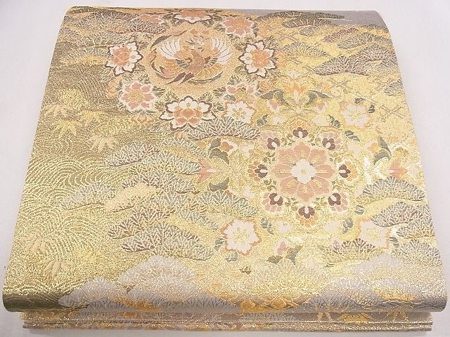 平和屋着物■六通柄袋帯　正倉院鳳凰草花文　金糸　逸品　CAAE4829eg