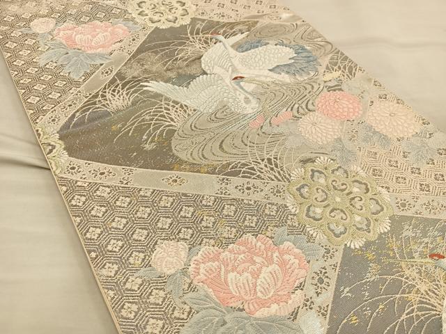 平和屋の平和屋着物◎六通柄袋帯 唐織 草花文 鶴 金銀糸 正絹 逸品 BAAT3938xa｜アングル2