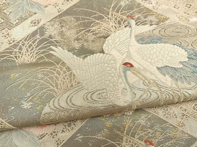 平和屋の平和屋着物◎六通柄袋帯 唐織 草花文 鶴 金銀糸 正絹 逸品 BAAT3938xa｜アングル3