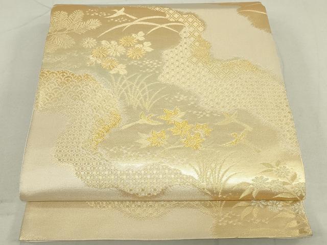 平和屋着物◎西陣　六通柄袋帯　道長花鳥文　金糸　正絹　逸品　DAAS7224xg