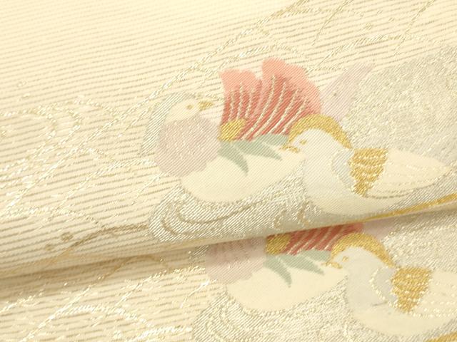 平和屋着物＊夏物　六通柄袋帯　流水鴛鴦花文　金銀糸　正絹　逸品　DAAV3580cm