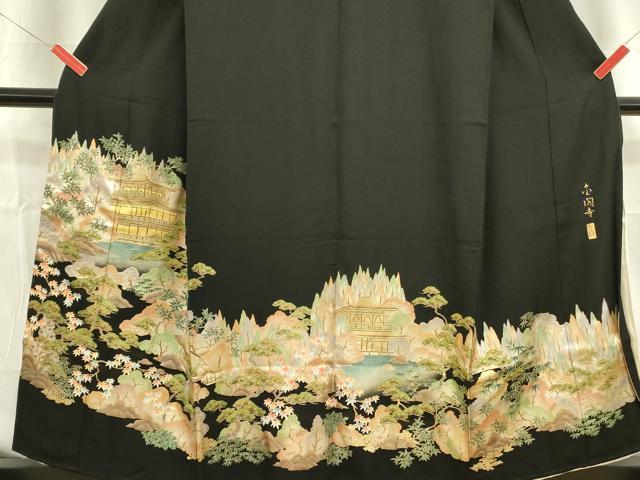 平和屋着物■豪華黒留袖　作家物　金閣寺　金彩　正絹　逸品　DABA6306op