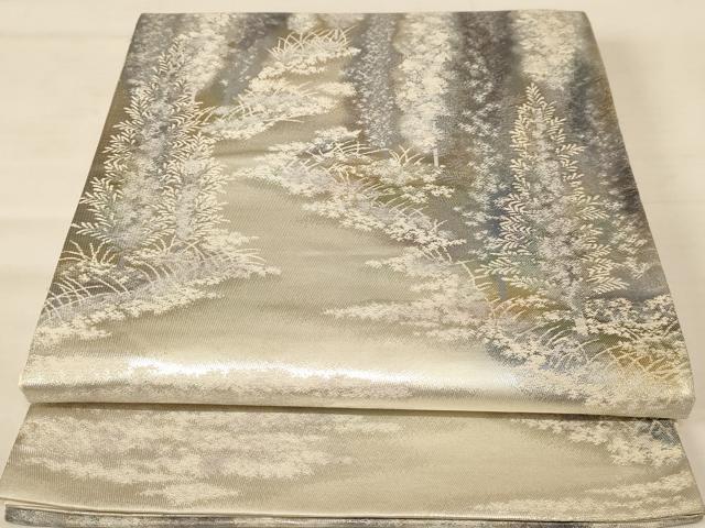 平和屋着物◎六通柄袋帯　広河原　金銀糸　正絹　逸品　AABB1612dt
