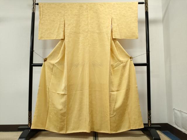 平和屋着物■上質な色無地　桐地紋　花葉色　正絹　逸品　CAAM0077yc