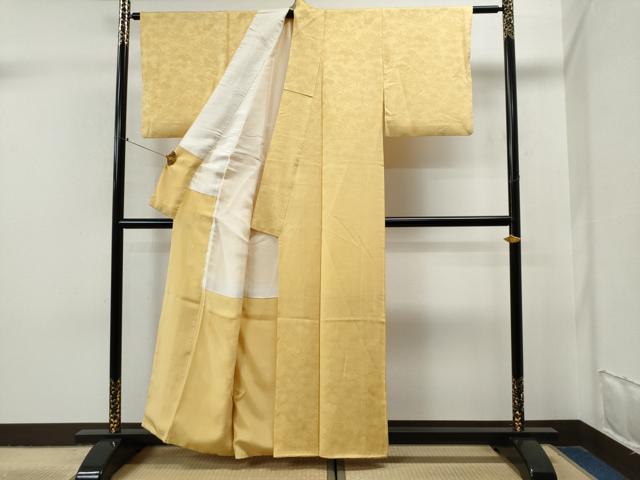 平和屋着物■上質な色無地　桐地紋　花葉色　正絹　逸品　CAAM0077yc