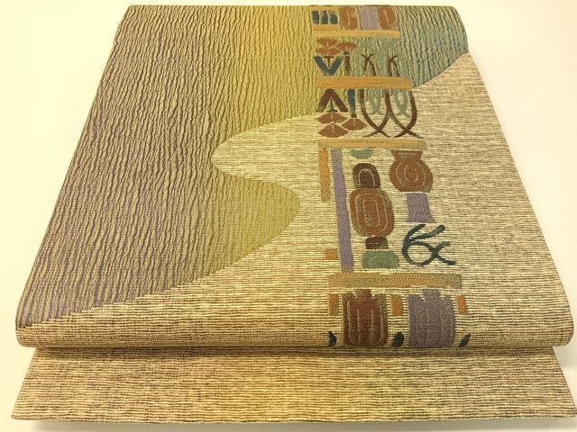 平和屋着物●両方向　太鼓柄袋帯　吉祥花文　やまと誂製　正絹　逸品　CABG1861vp