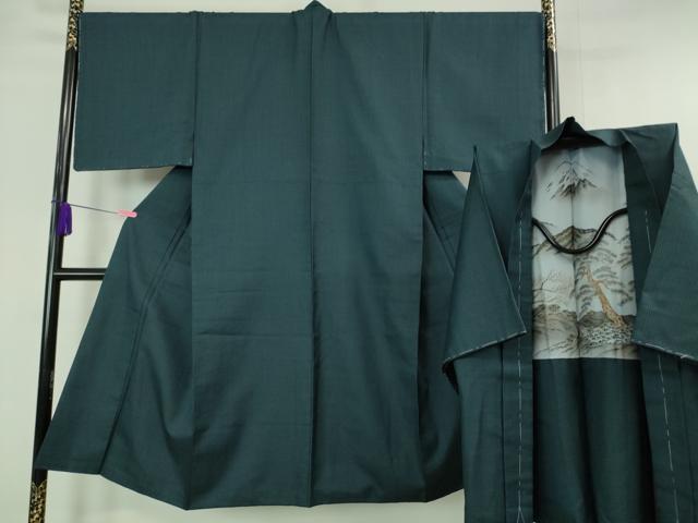 平和屋本店■極上 男性 お召 アンサンブル 長羽織 100亀甲 逸品 未使用 DZAA6402kh5