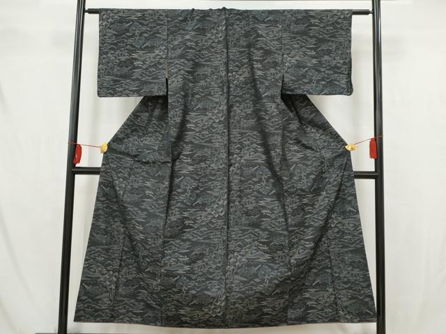 平和屋着物■本場大島紬 人物風景文 正絹 逸品 AAAV7623nf