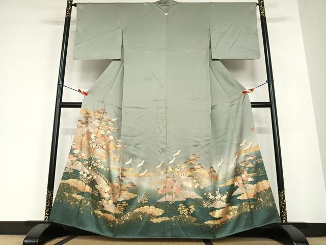 平和屋着物●豪華色留袖 作家物 飛鶴花車文 暈し染め 金彩 正絹 逸品 AABB6521zg