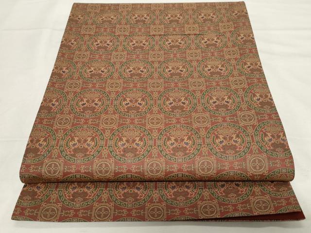 平和屋着物●全通柄袋帯　向かい鳥丸文　正絹　逸品　CAAZ6470dy