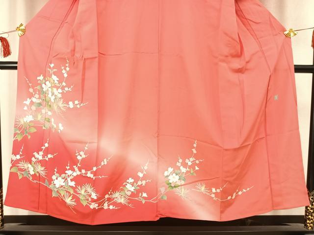 平和屋着物▽訪問着　単衣　作家物　枝花文　暈し染め　正絹　逸品　AABC4039fy