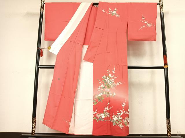 平和屋着物▽訪問着　単衣　作家物　枝花文　暈し染め　正絹　逸品　AABC4039fy